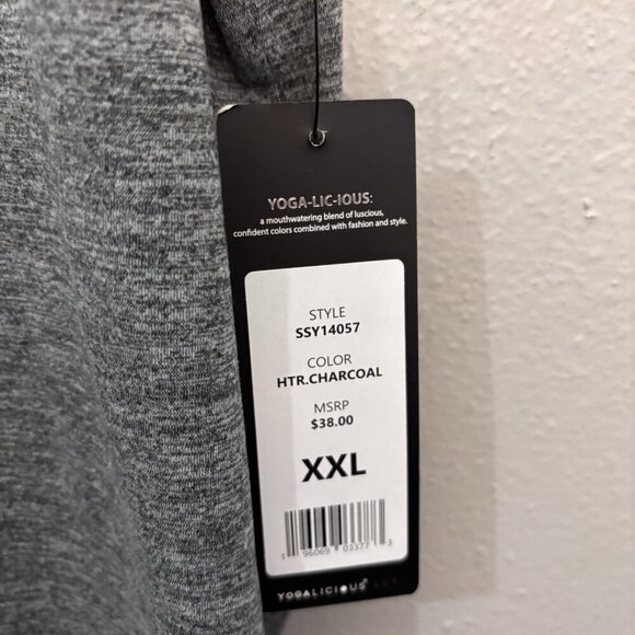 Yogalicious Lux Box Tee Shirt V Neck Gray Women XXL - Picture 4 of 9